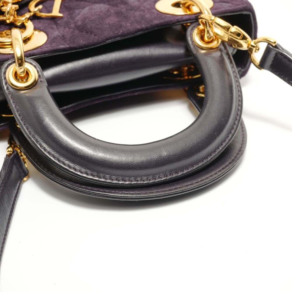 Christian Dior Lady 2-way handbag with gold hardware, purple. - Picture 12 of 14
